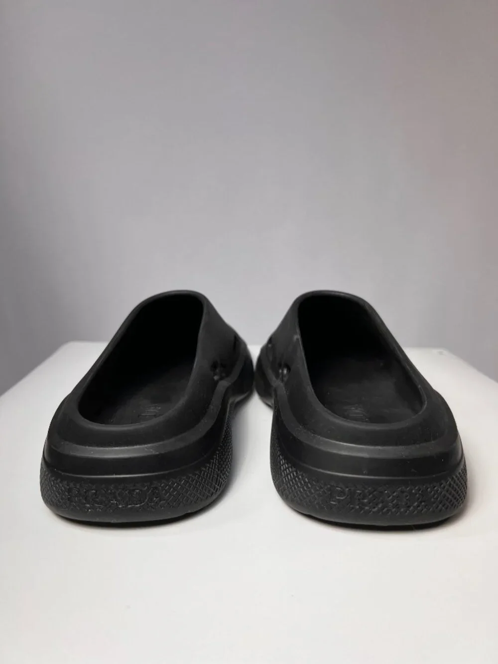 PRADA Black Mellow Rubber Mules Sz Women 7US 37EU LN - Picture 3 of 9